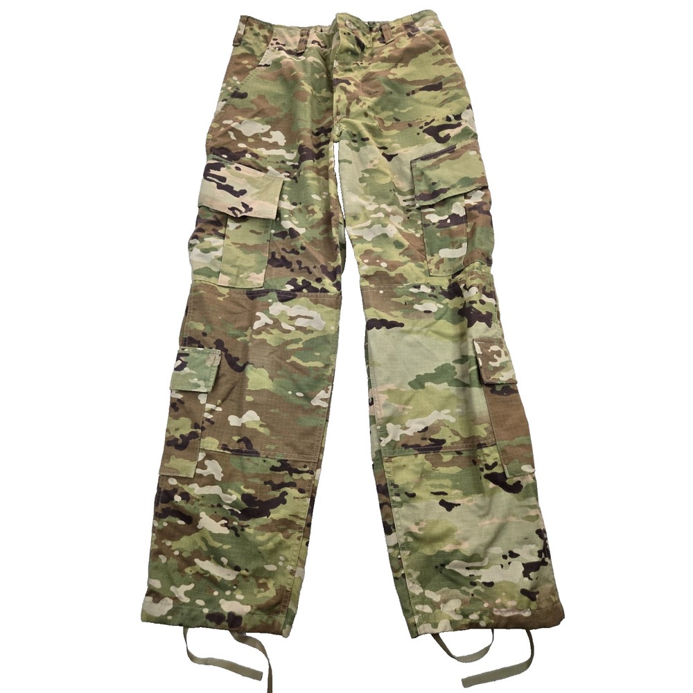 US Camo Combat Trousers Mens Size Small Short Button Fly Army Green Camo Pants